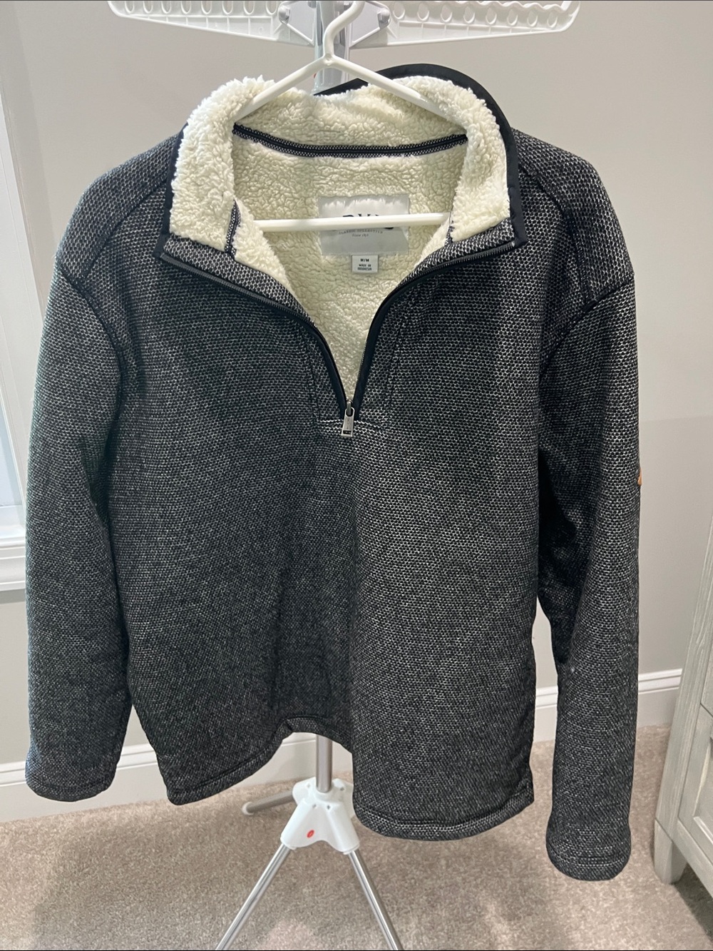 Orvis Men's Charcoal Quarter-Zip Sherpa Lined Sweater